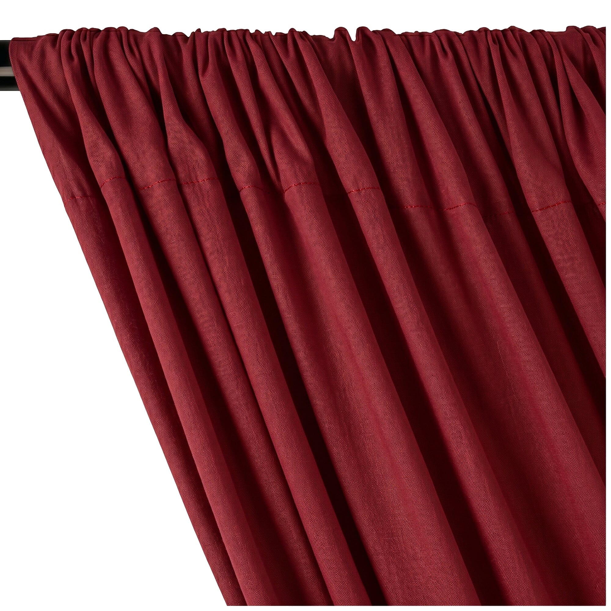 Yorkshire Natural Linen Rod Pocket Curtains - Burgundy - Image 2