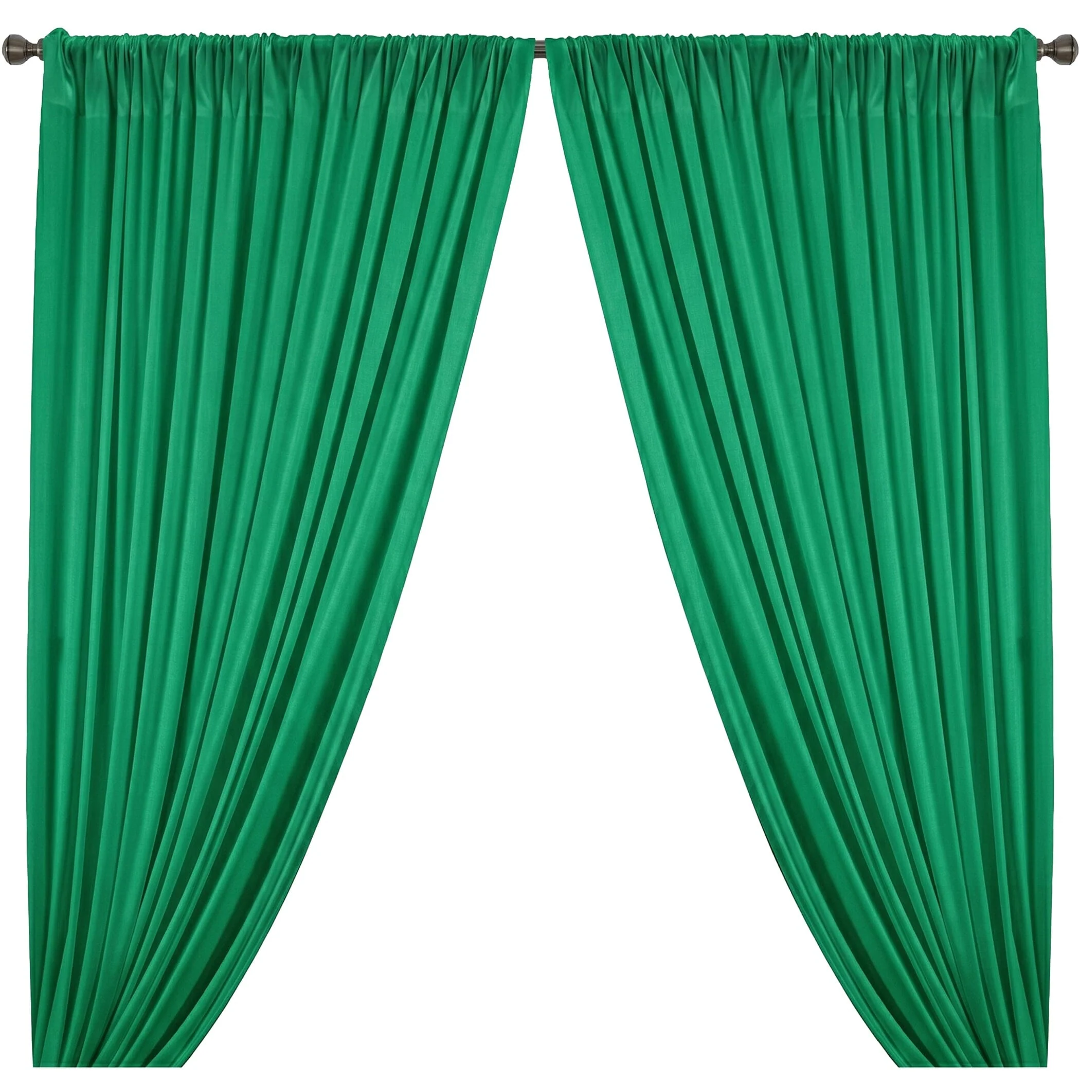 Yorkshire Natural Linen Rod Pocket Curtains - Kelly Green