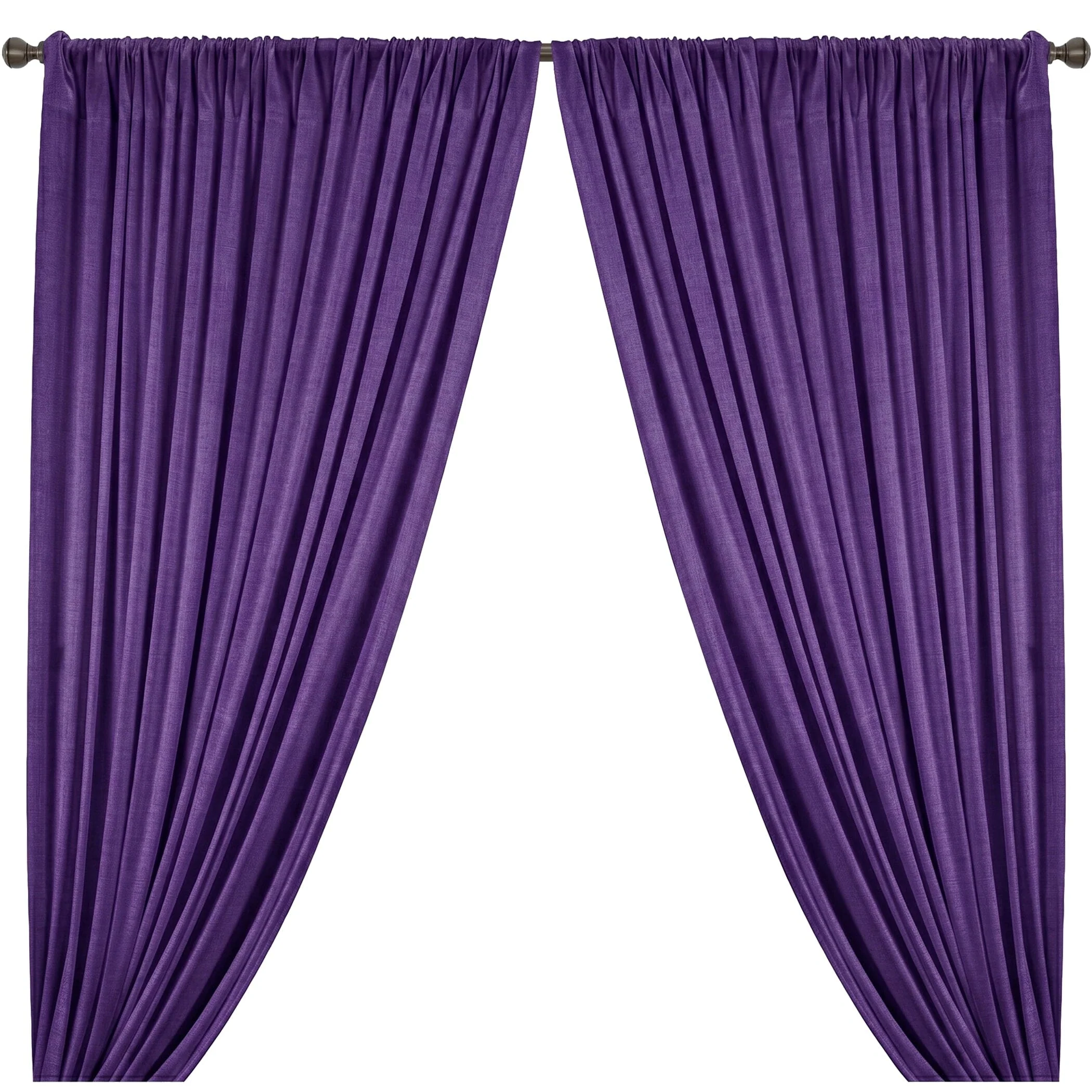 Yorkshire Natural Linen Rod Pocket Curtains - Purple