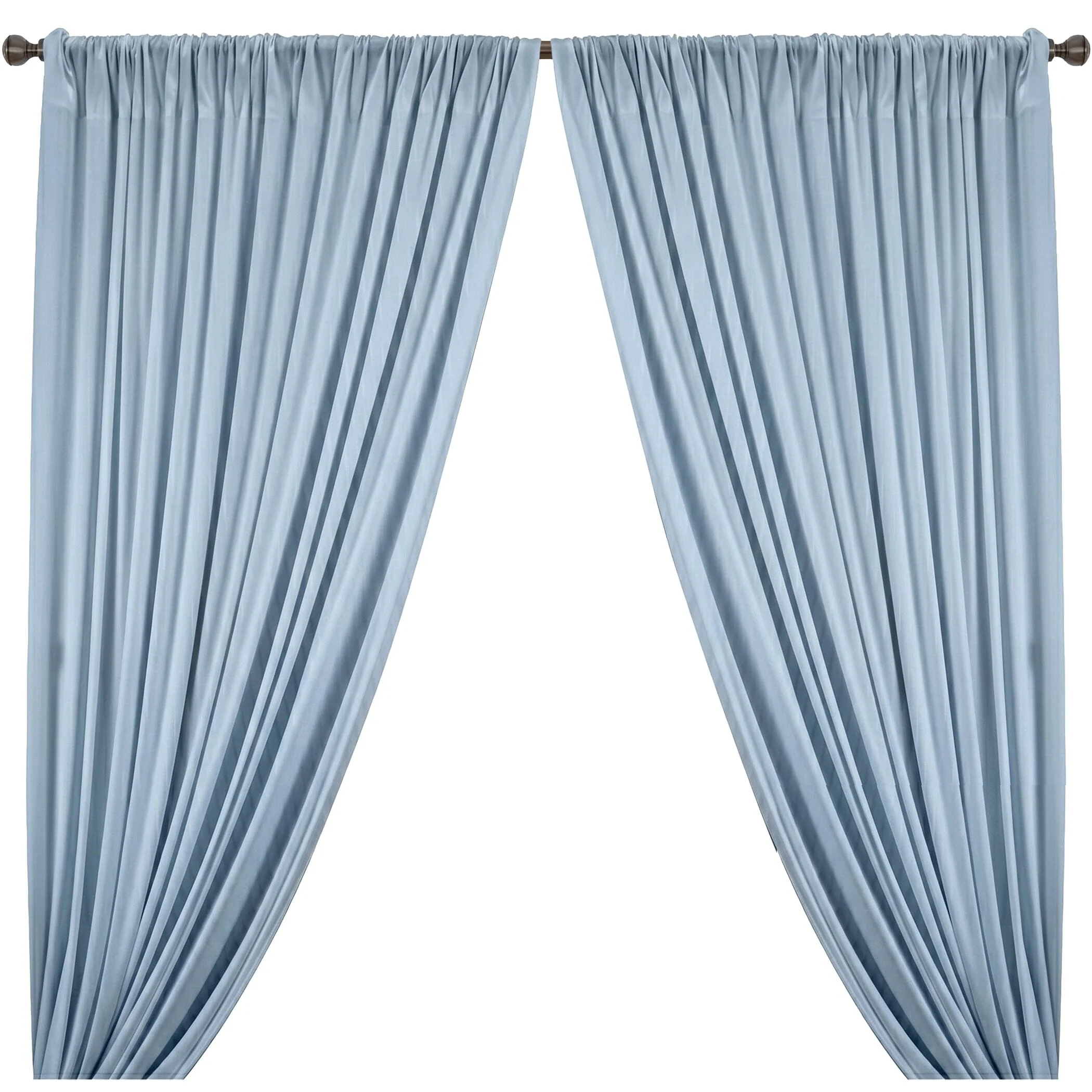 Yorkshire Natural Linen Rod Pocket Curtains - Sky Blue