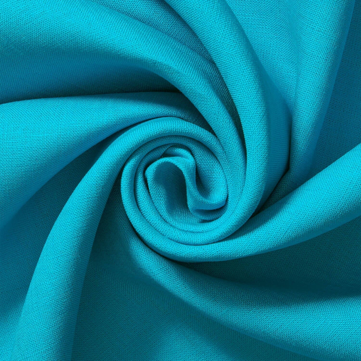 Yorkshire Natural Linen Rod Pocket Curtains - Turquoise - Image 3
