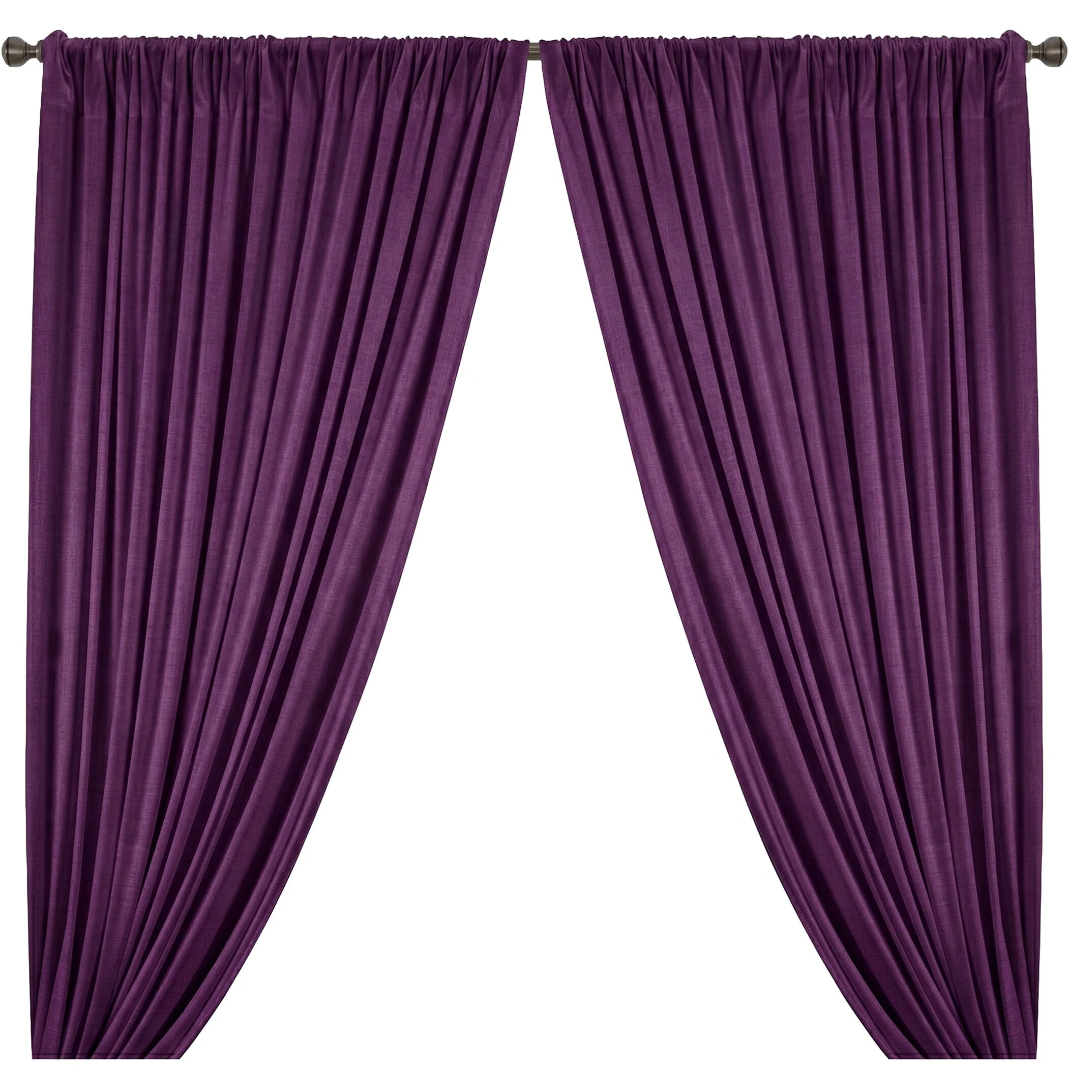 Yorkshire Natural Linen Rod Pocket Curtains - Violet